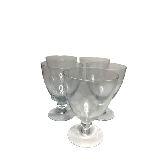 Set of 5 Clear Crystal Glasses Unknown Design - Picture 1 of 5